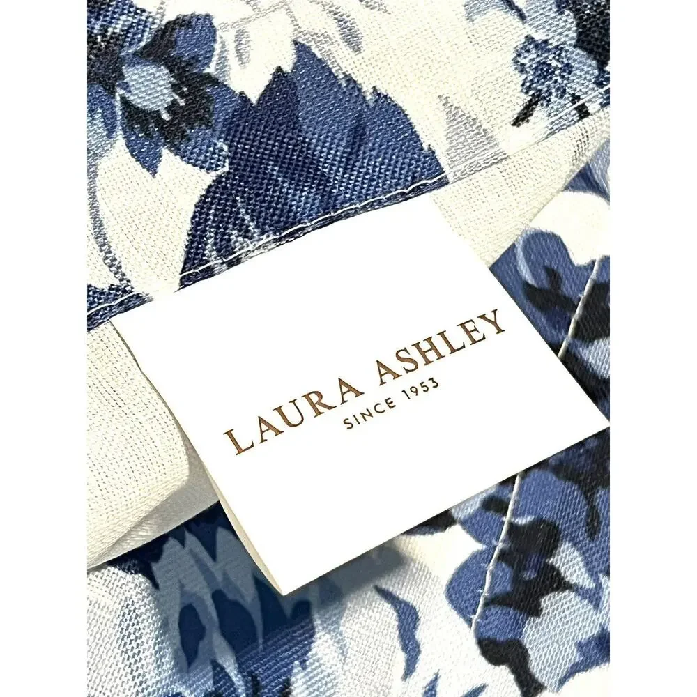 Laura Ashley Floral Blue White Roses Window Curtains 2 Panels 38x84” Joyce